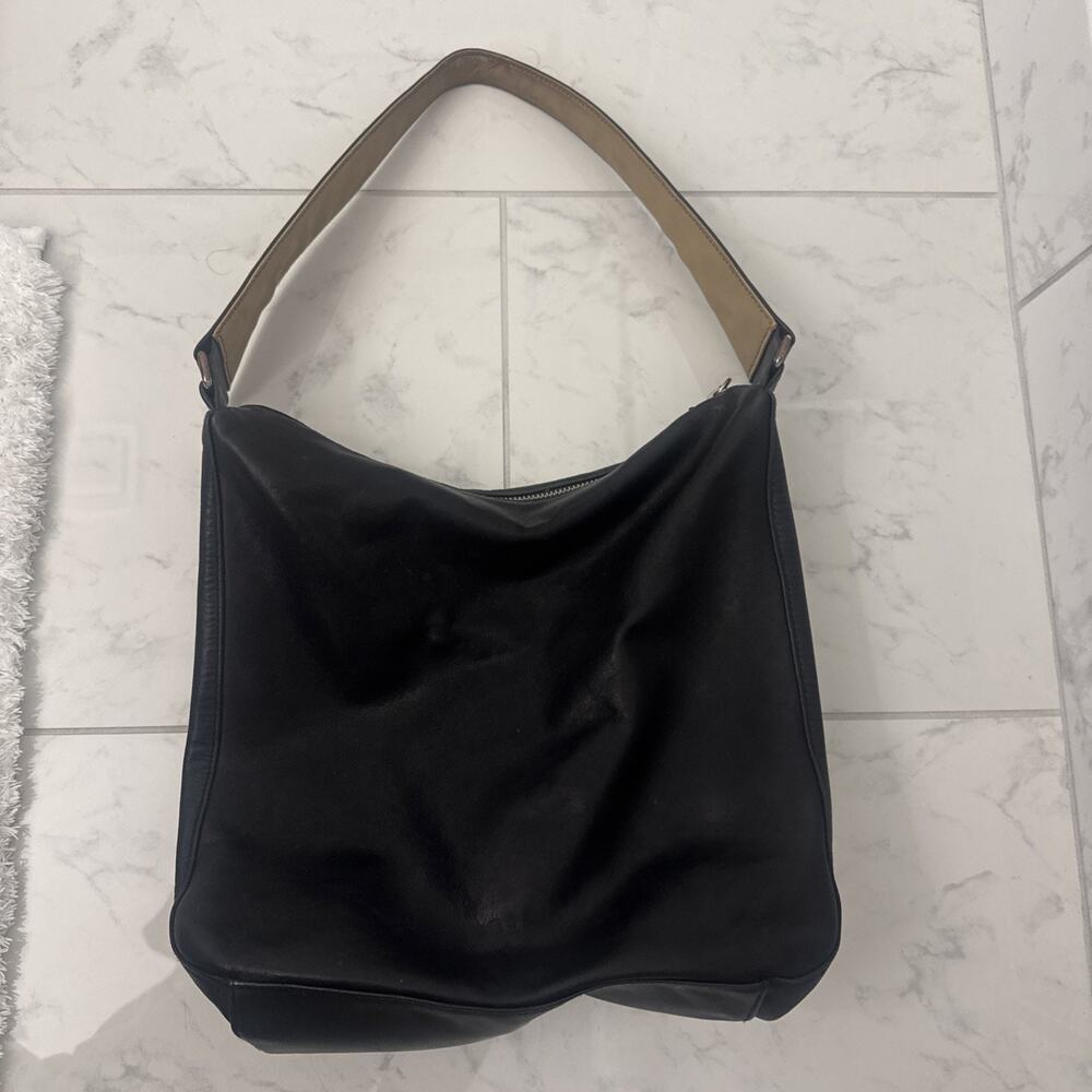 BANANA REPUBLIC LARGE Black - Leather Purse Bag Zip Closure